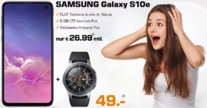 Galaxy S10e mit Galaxy Watch und 6 GB LTE Allnet-Flat zum Bestpreis