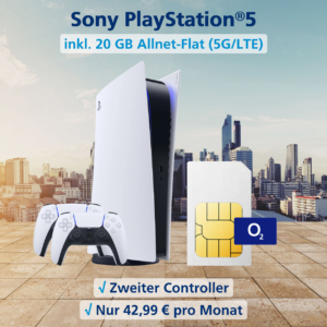 Playstation®5 mit zweitem Controller und 20 GB Allnet-Flat 5G-LTE zum Top-Preis