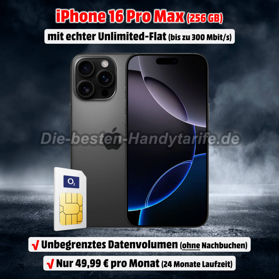 Apple iPhone 16 Pro Max mit Vertrag inkl. o2 Mobile Unlimited Max Vertrag